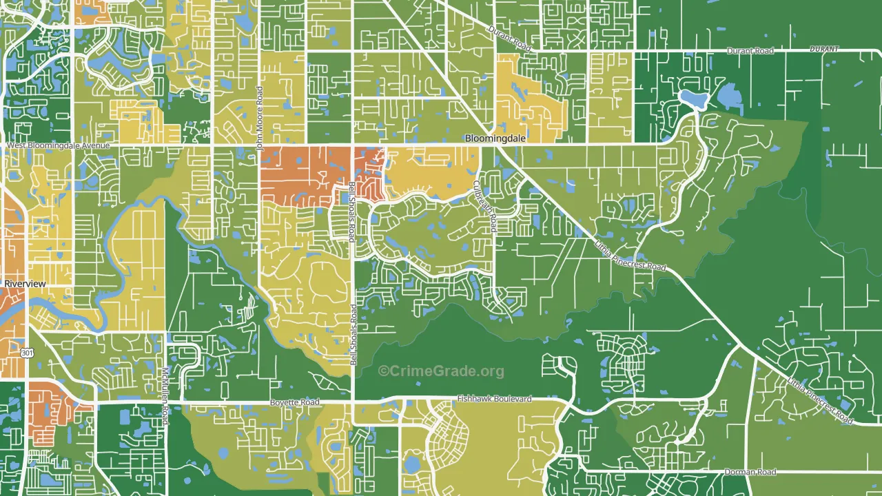 Bloomingdale, FL Map of Robbery Rates