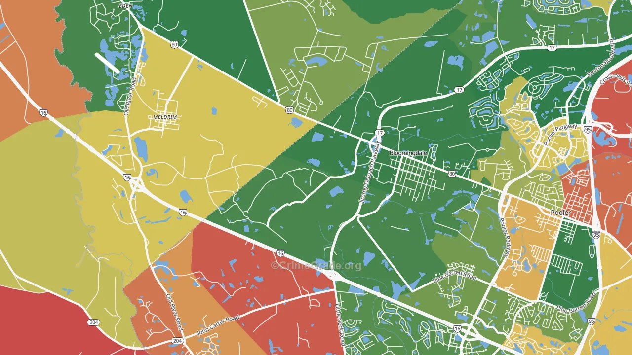 Bloomingdale, GA Map of Robbery Rates