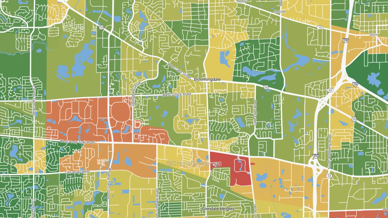 Bloomingdale, IL Map of Robbery Rates