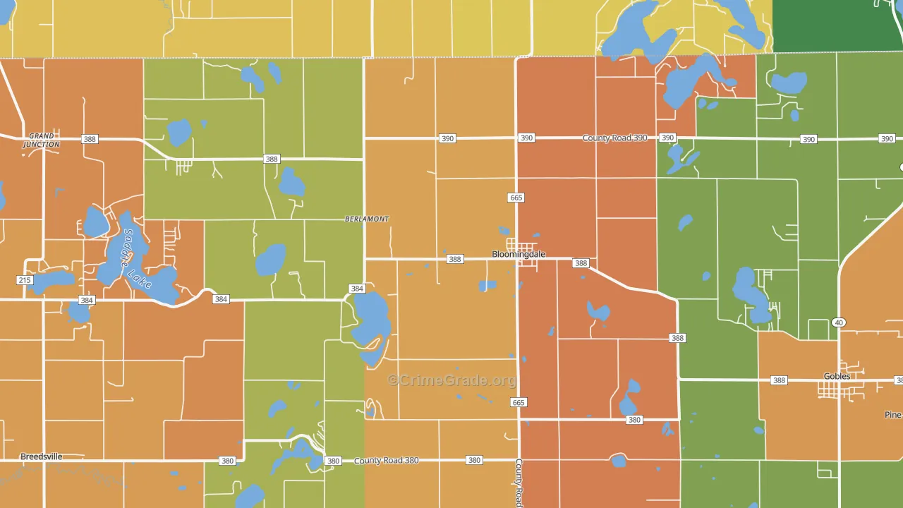 Bloomingdale, MI Map of Robbery Rates