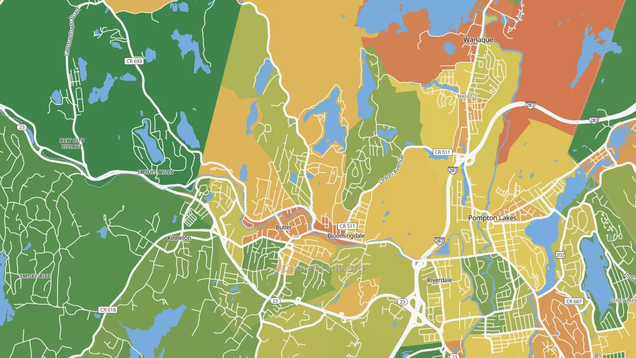 Bloomingdale, NJ Map of Robbery Rates