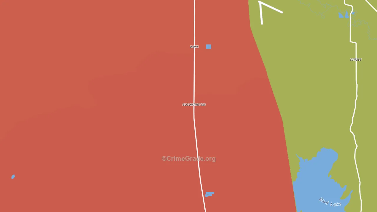 Bloomington, ID Map of Robbery Rates