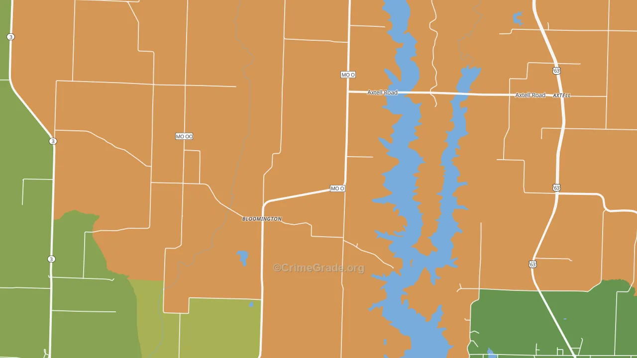 Bloomington, MO Map of Robbery Rates