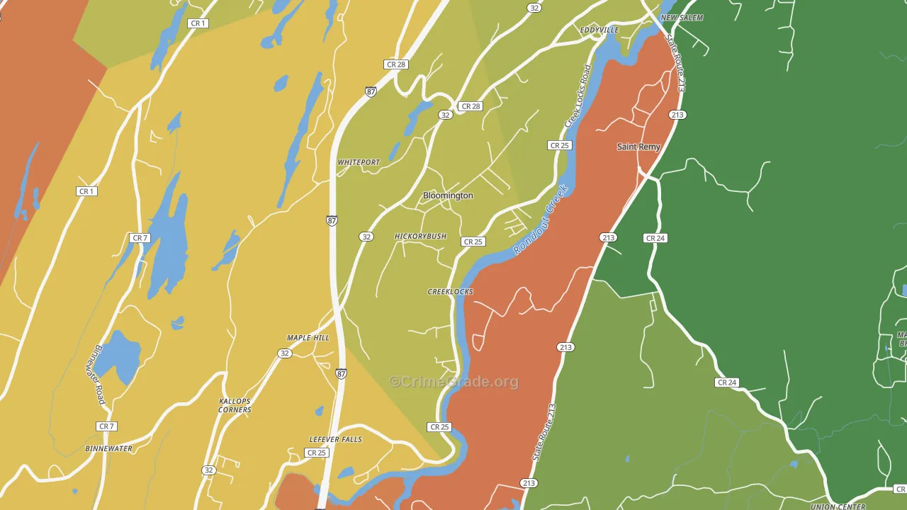 Bloomington, NY Map of Robbery Rates