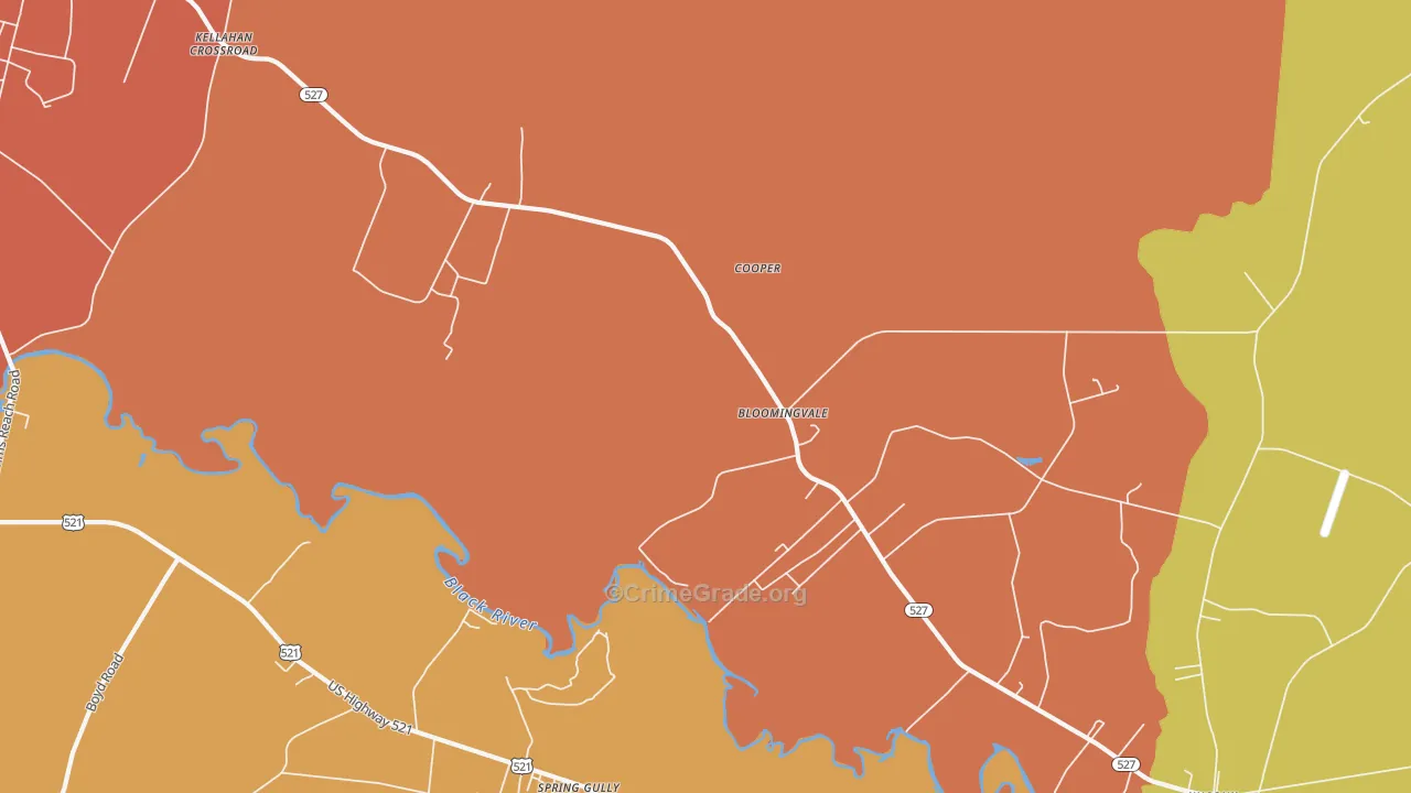Bloomingvale, SC Map of Robbery Rates