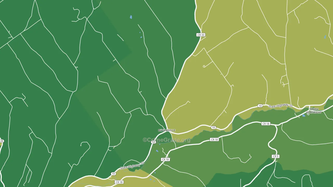Bloomville, NY Map of Robbery Rates