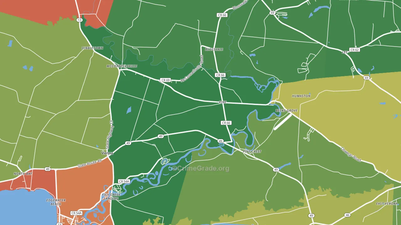 Blossvale, NY Map of Robbery Rates
