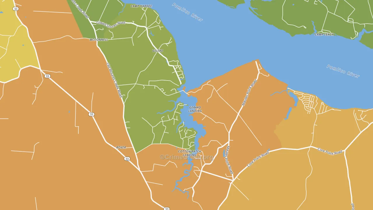 Blounts Creek, NC Map of Robbery Rates