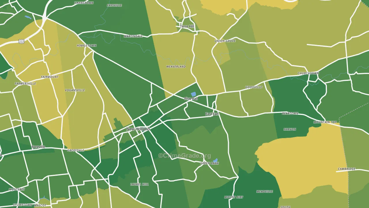 Blue Ball, PA Map of Robbery Rates