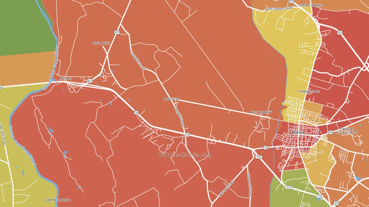 Blue Brick, SC Map of Robbery Rates