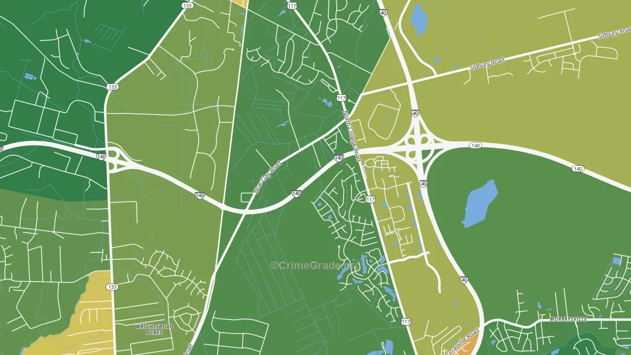 Blue Clay Farms, NC Map of Robbery Rates