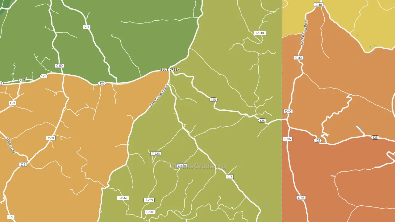 Blue Creek, OH Map of Robbery Rates
