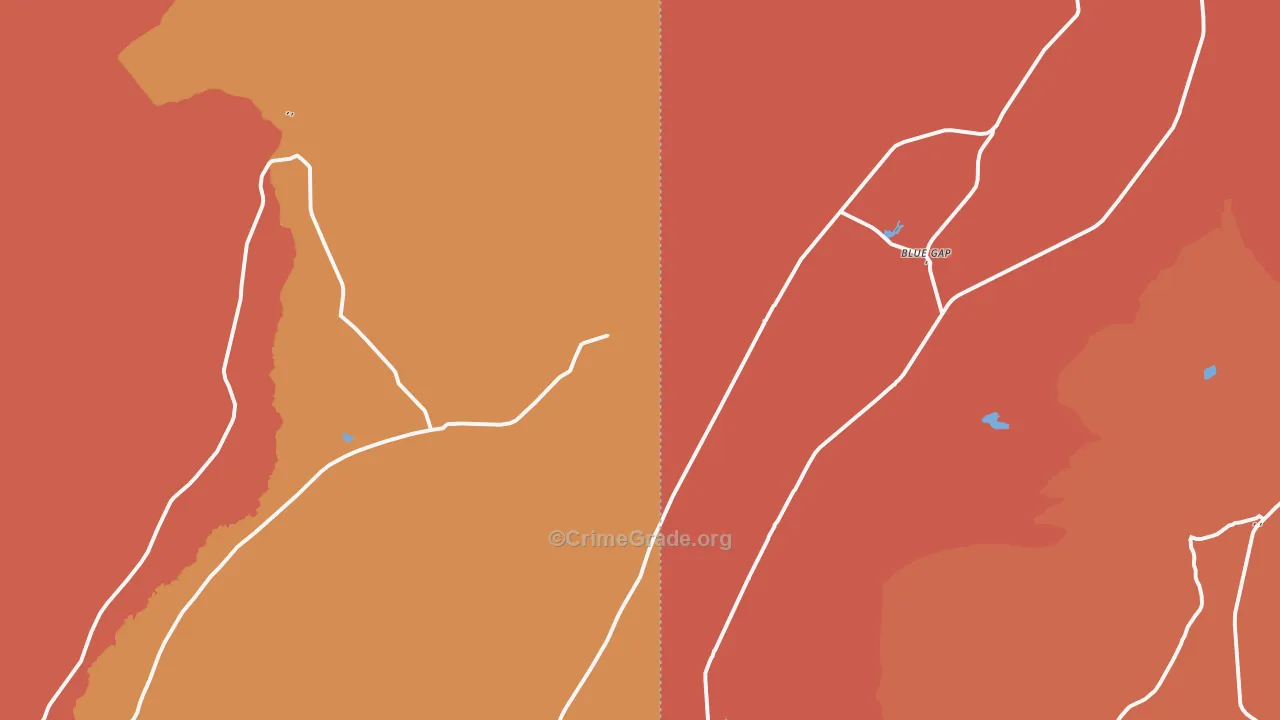 Blue Gap, AZ Map of Robbery Rates