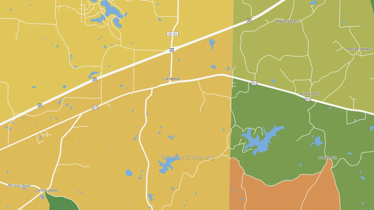Blue Goose, TN Map of Robbery Rates