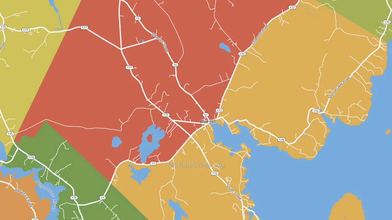 Blue Hill, ME Map of Robbery Rates