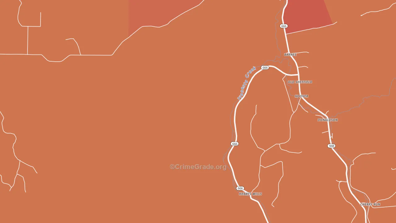 Blue Jay, PA Map of Robbery Rates