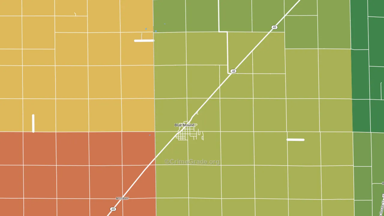 Blue Mound, IL Map of Robbery Rates