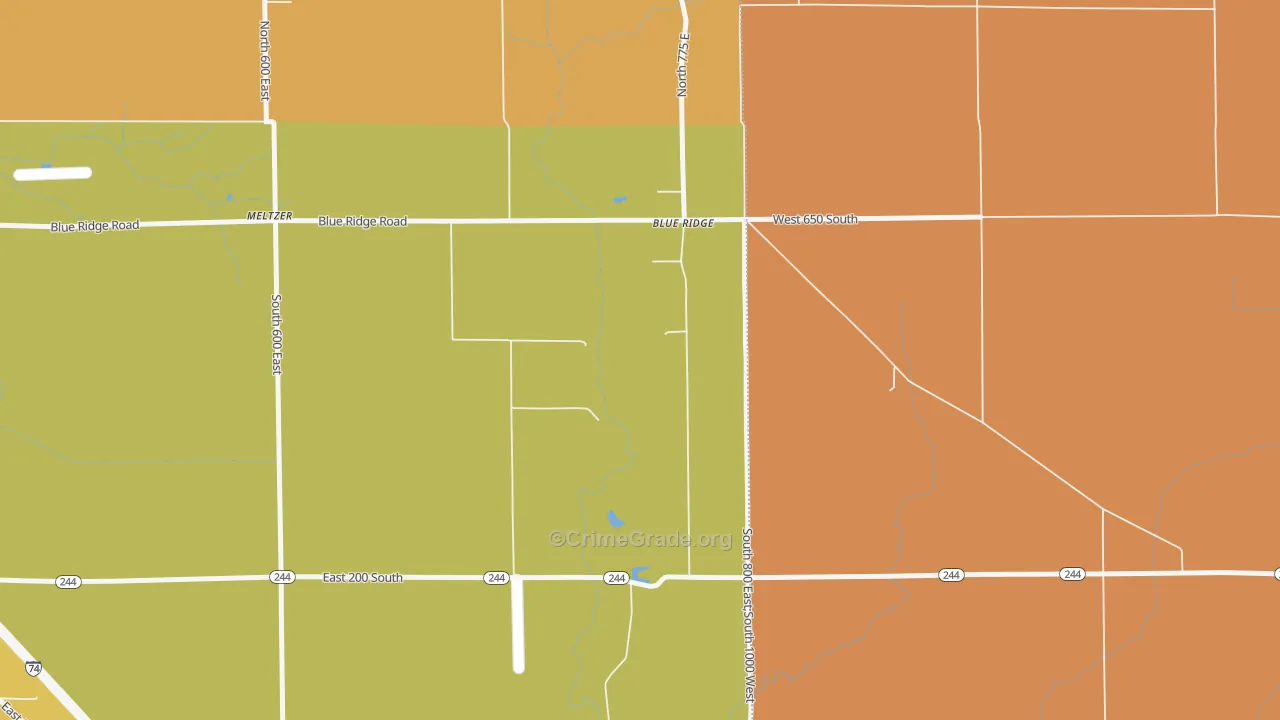 Blue Ridge, IN Map of Robbery Rates