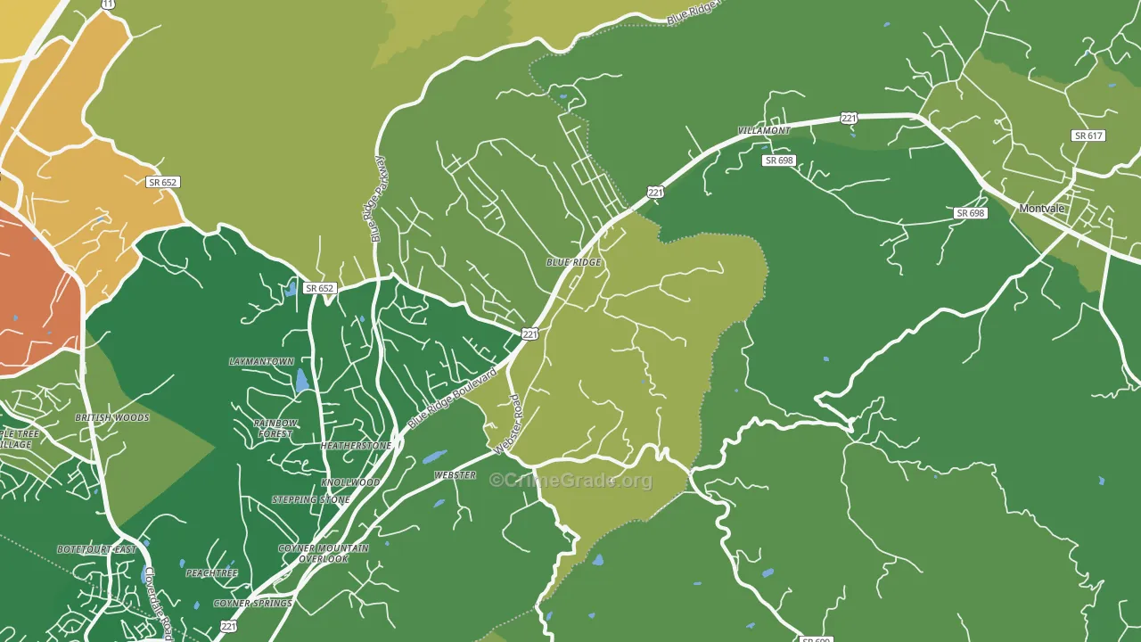 Blue Ridge, VA Map of Robbery Rates