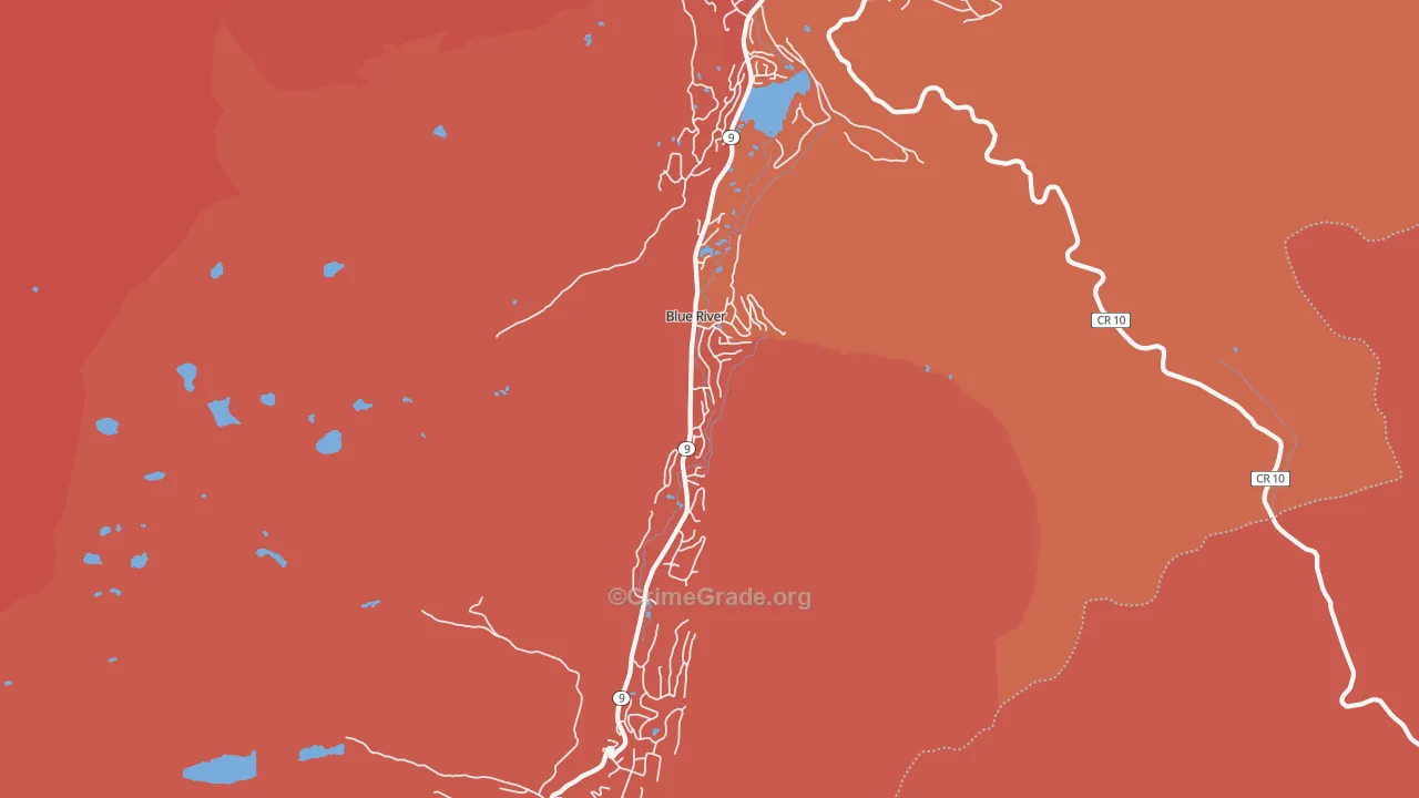 Blue River, CO Map of Robbery Rates