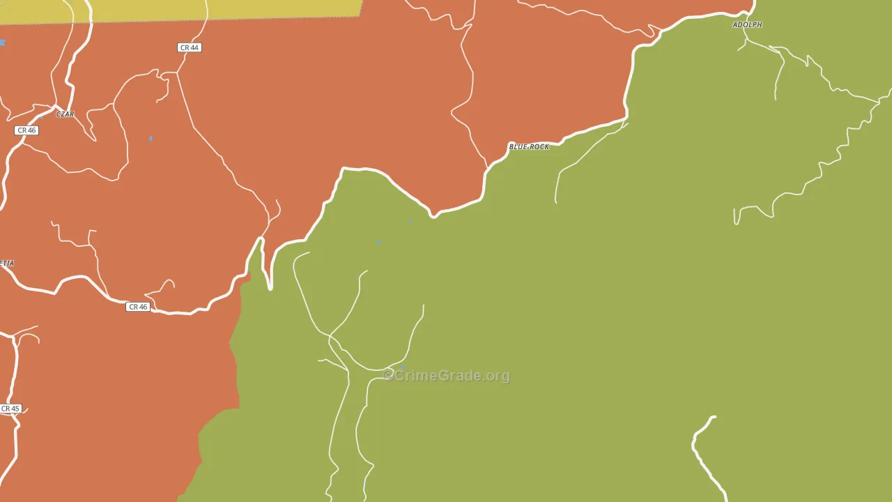 Blue Rock, WV Map of Robbery Rates