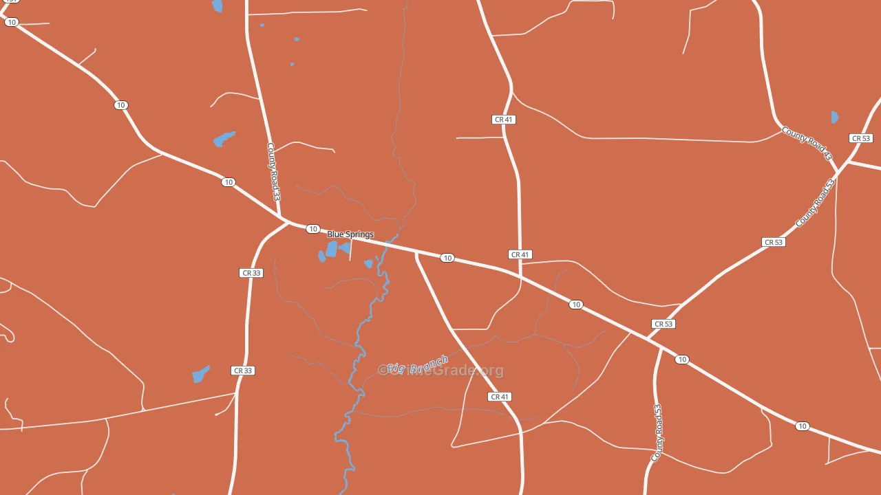 Blue Springs, AL Map of Robbery Rates