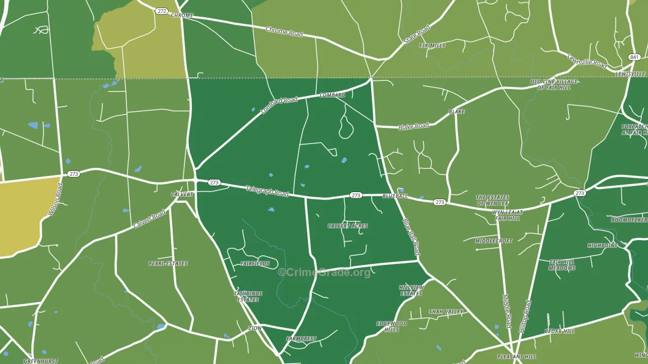 Blueball, MD Map of Robbery Rates
