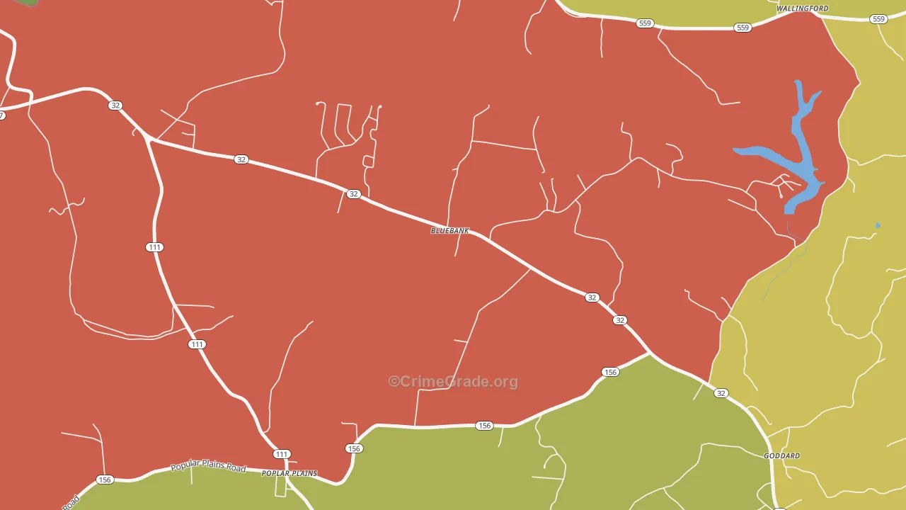 Bluebank, KY Map of Robbery Rates