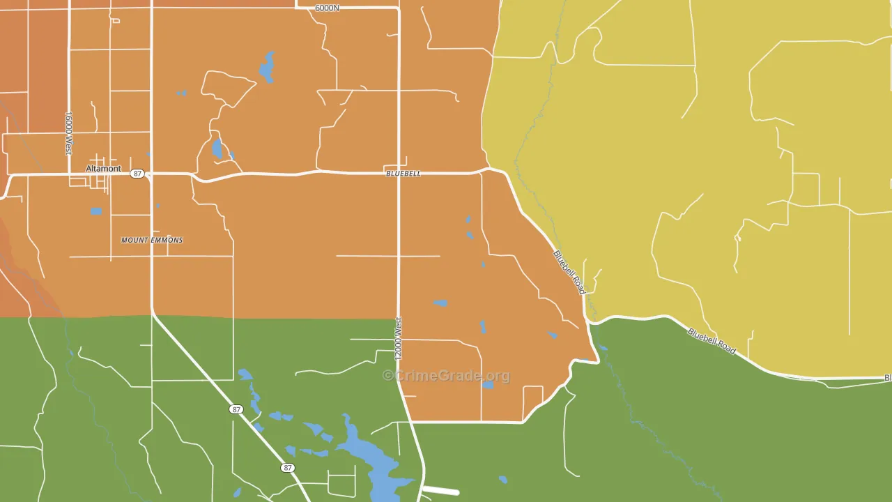 Bluebell, UT Map of Robbery Rates