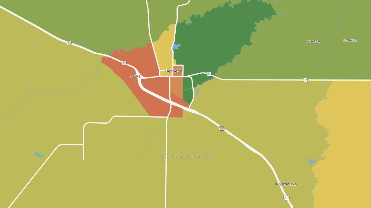 Bluegrove, TX Map of Robbery Rates
