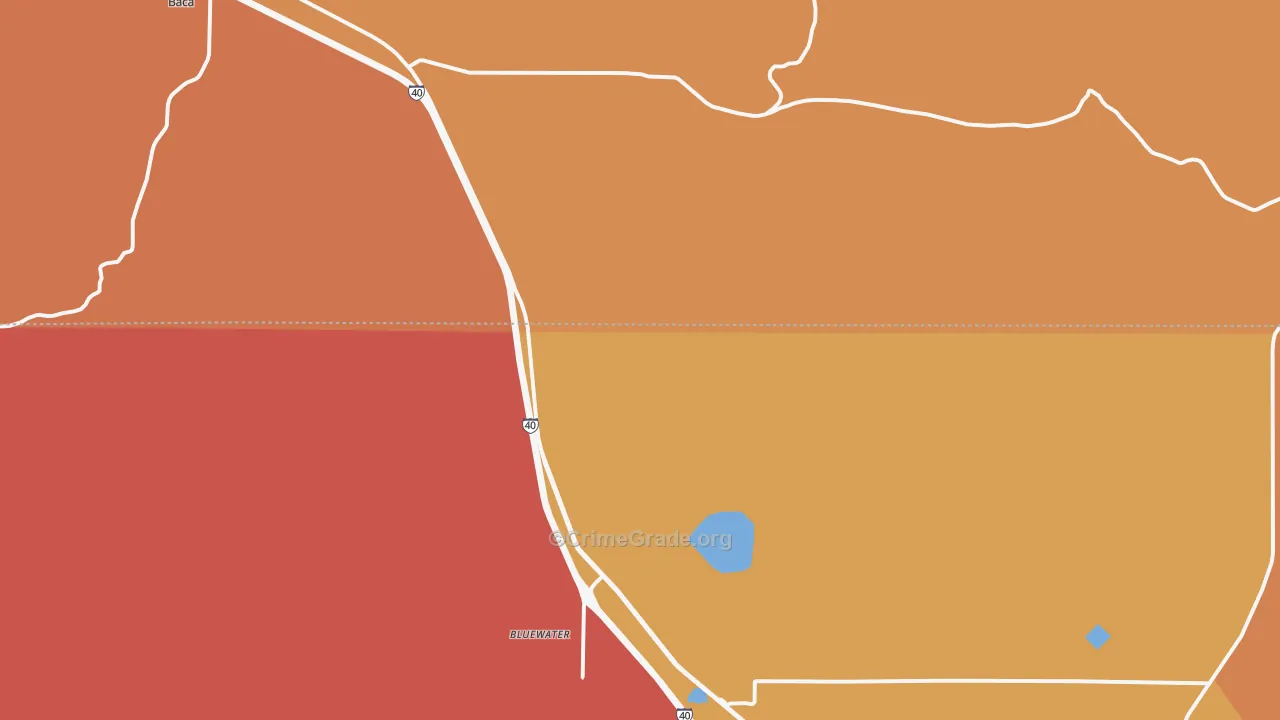 Bluewater, NM Map of Robbery Rates