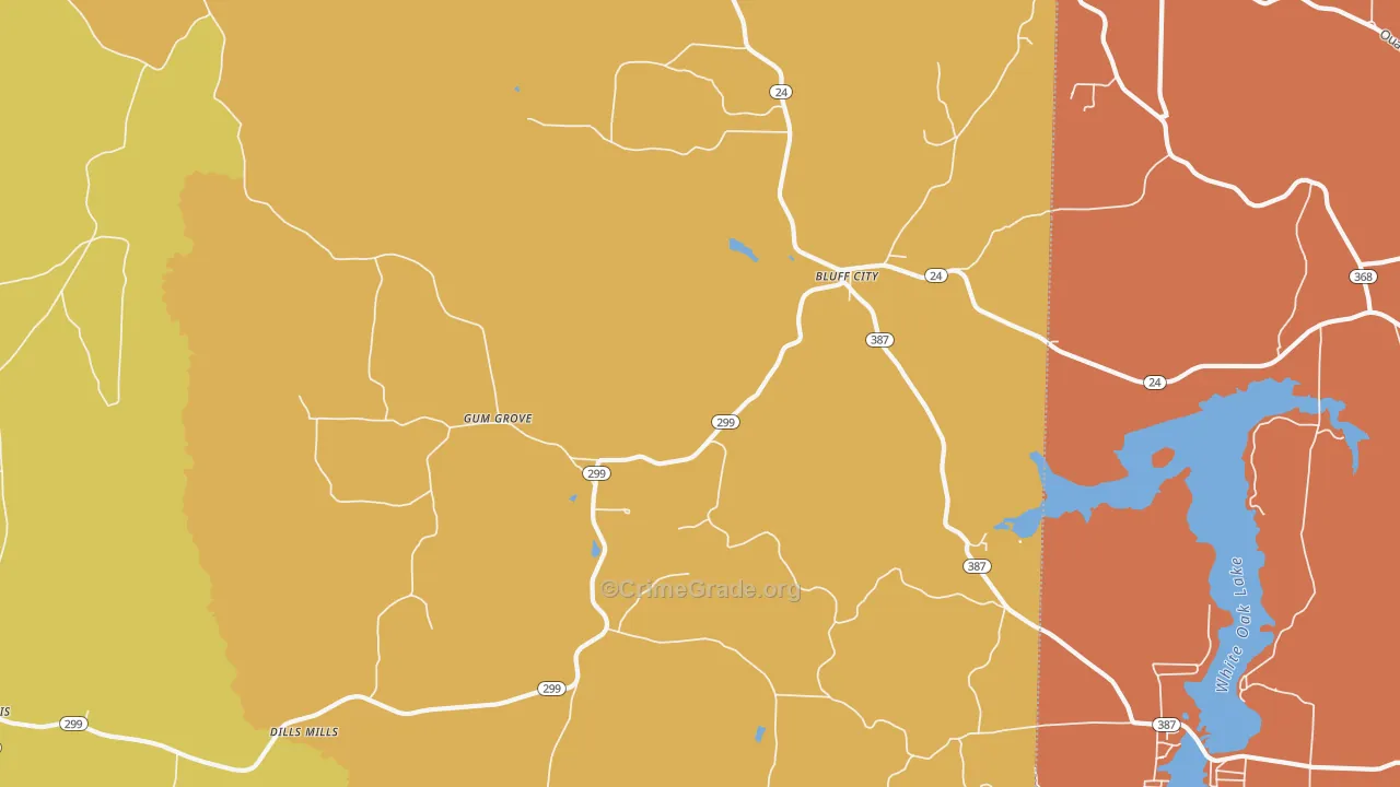 Bluff City, AR Map of Robbery Rates