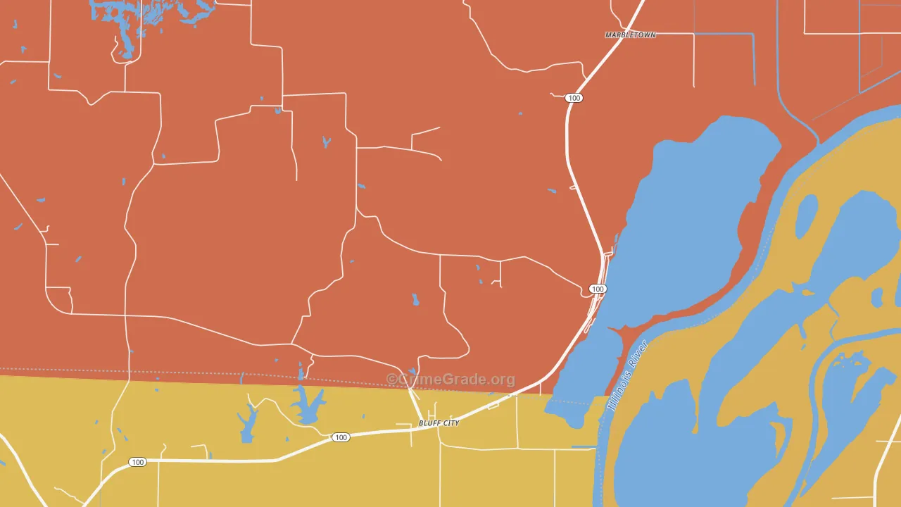 Bluff City, IL Map of Robbery Rates