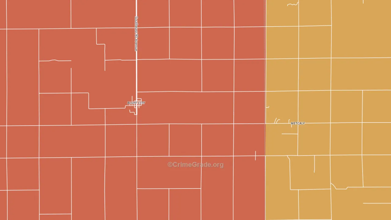 Bluff City, KS Map of Robbery Rates