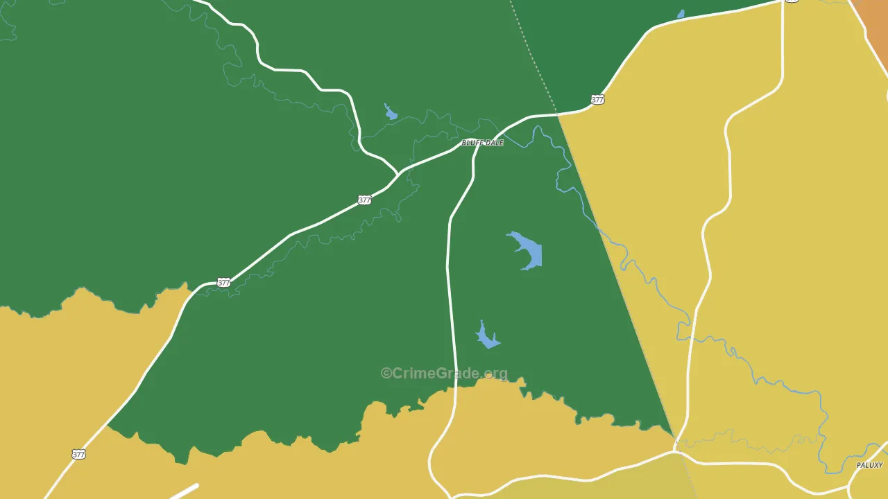 Bluff Dale, TX Map of Robbery Rates
