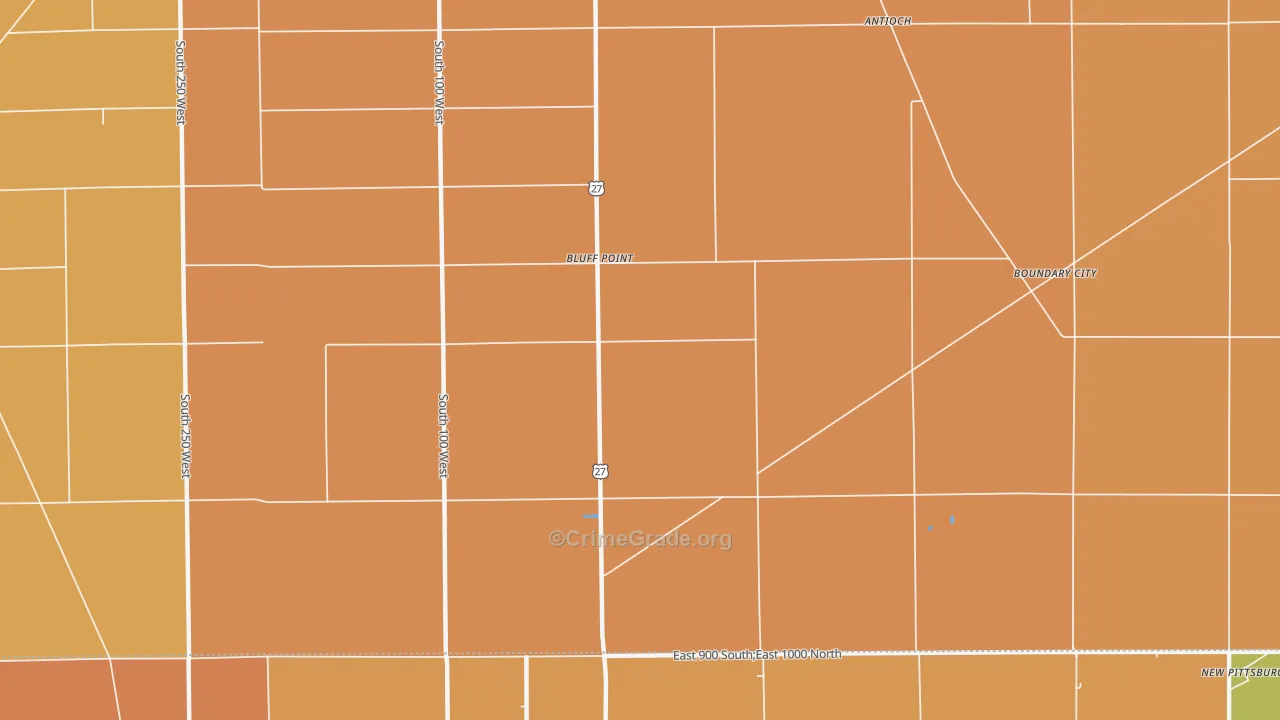Bluff Point, IN Map of Robbery Rates