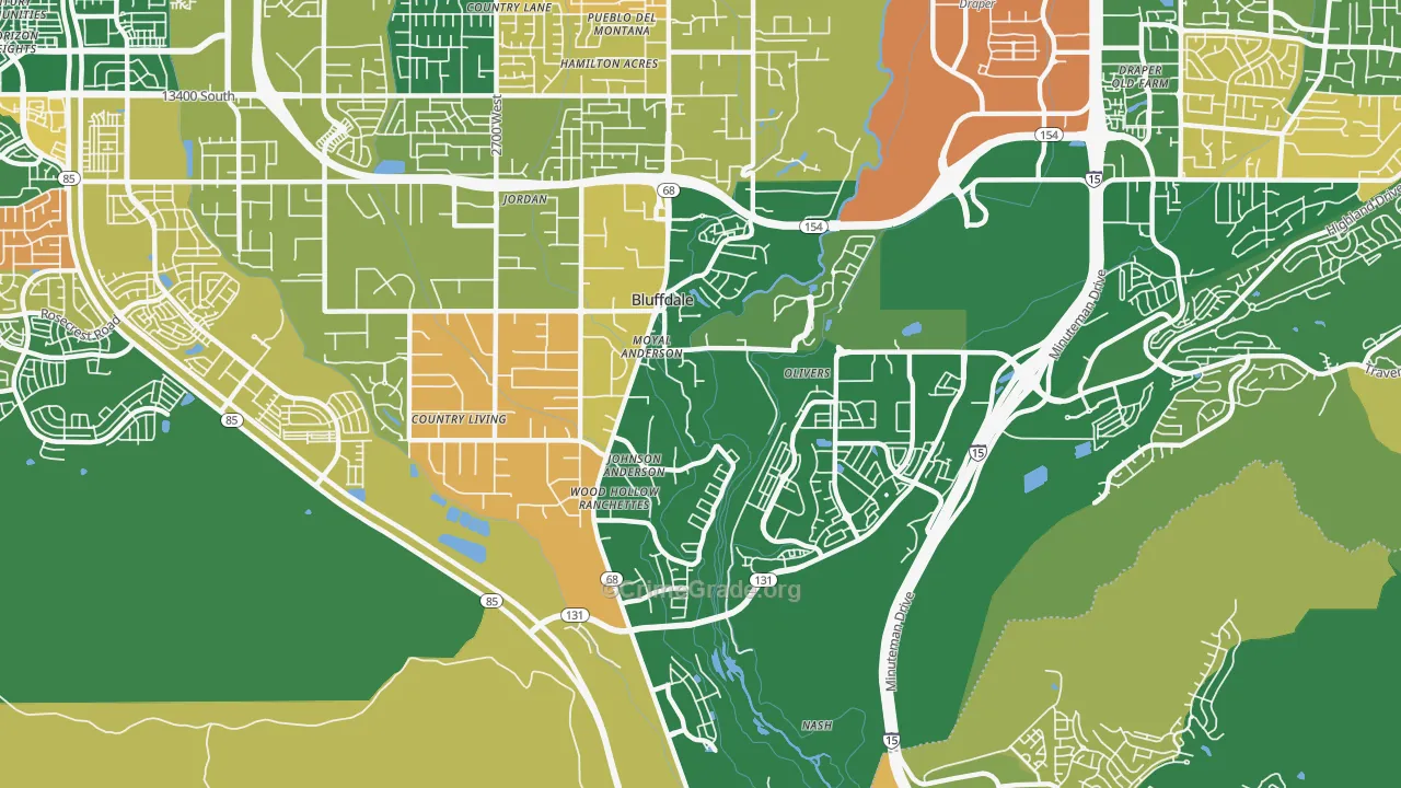 Bluffdale, UT Map of Robbery Rates