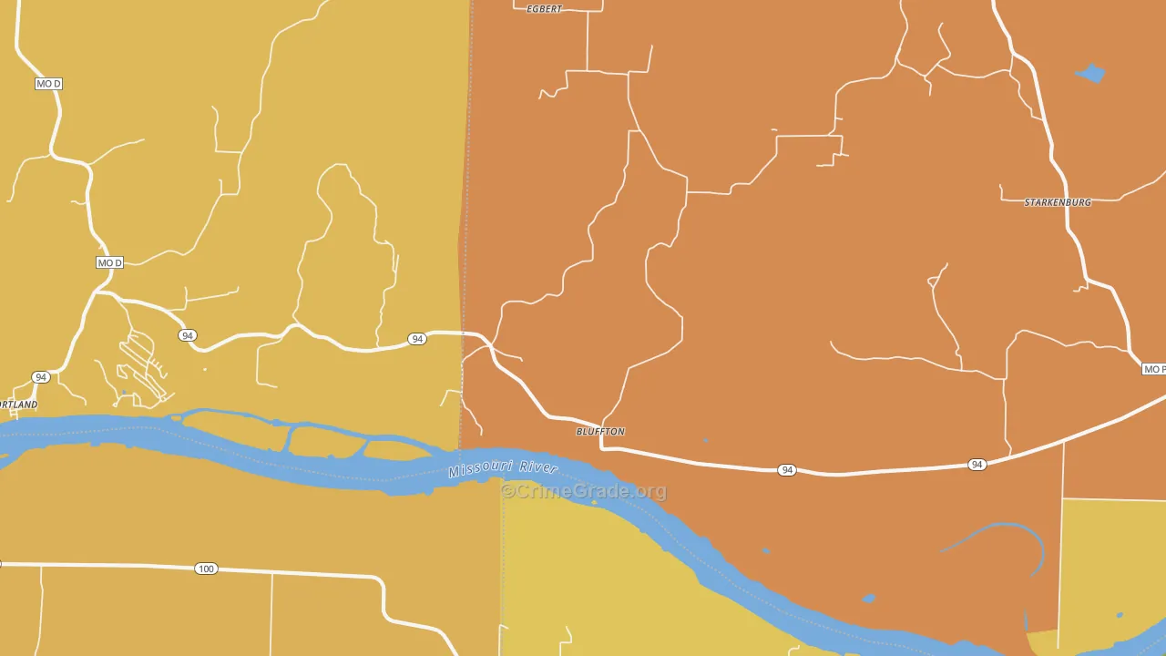 Bluffton, MO Map of Robbery Rates