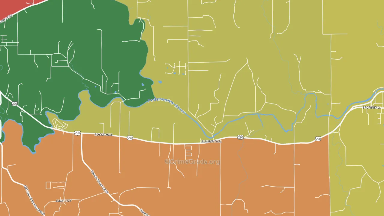 Blumenthal, TX Map of Robbery Rates
