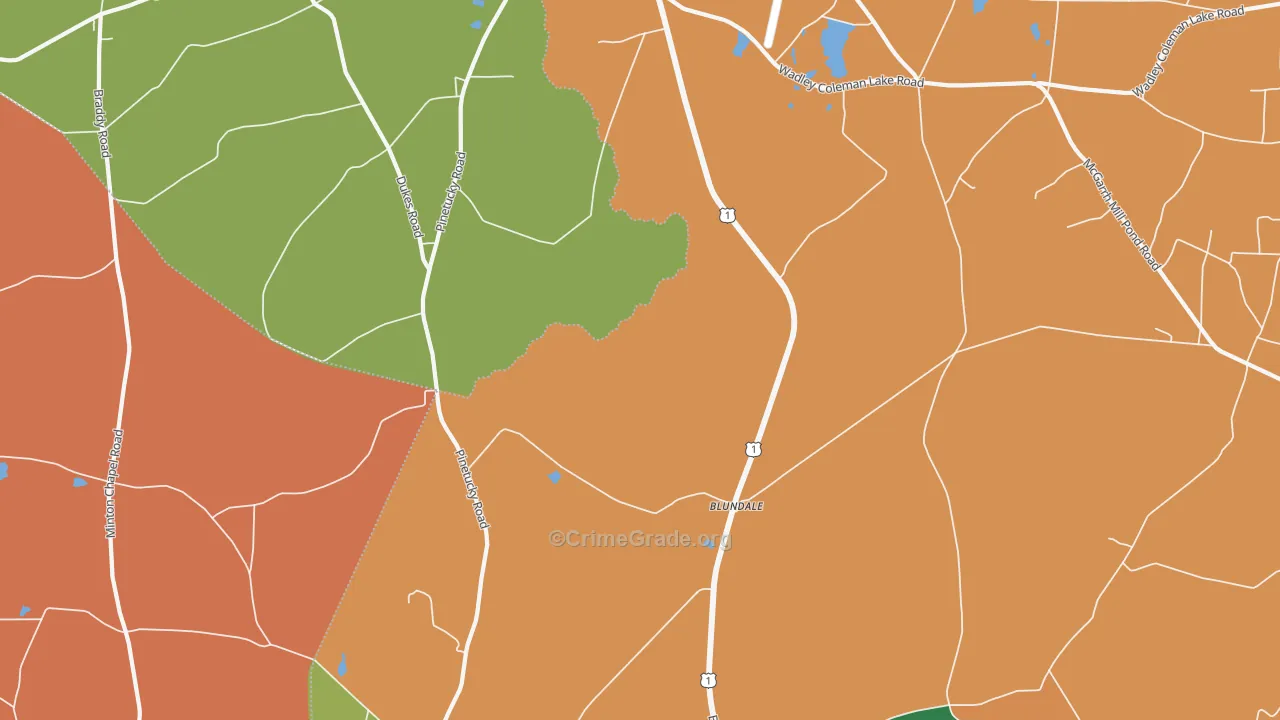 Blundale, GA Map of Robbery Rates