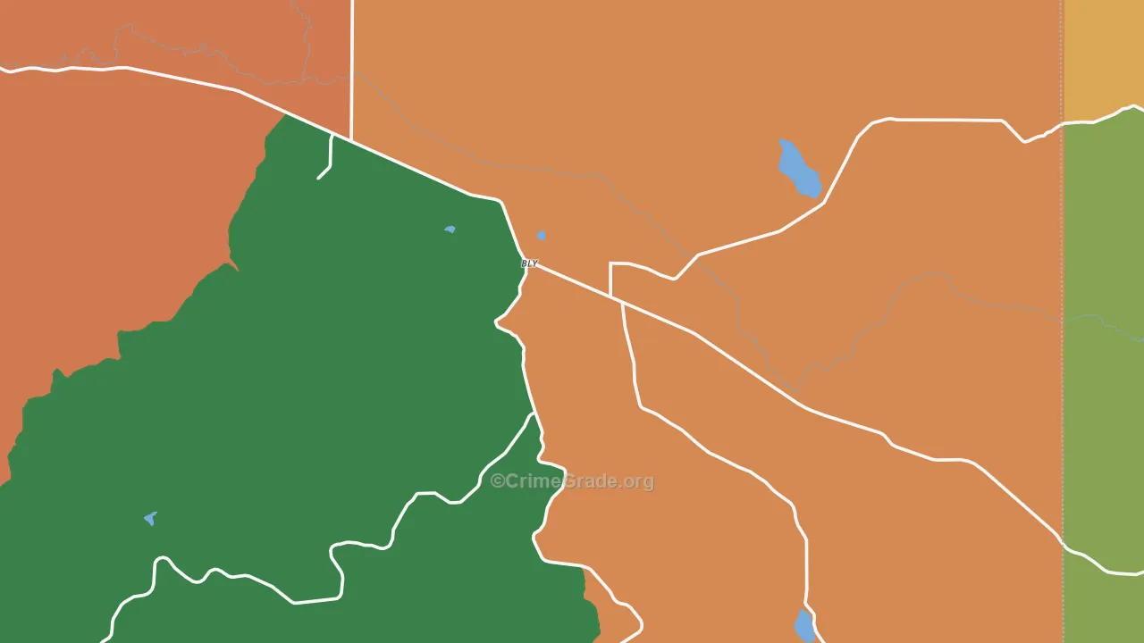 Bly, OR Map of Robbery Rates