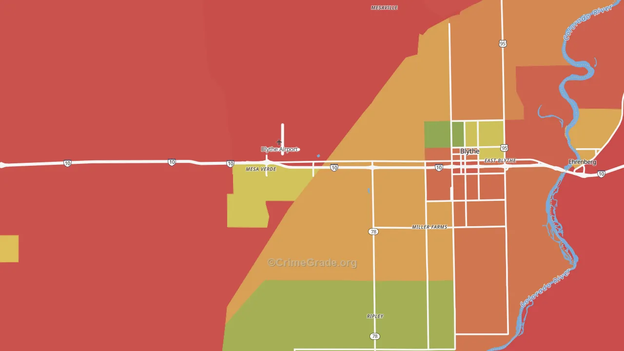 Blythe, CA Map of Robbery Rates