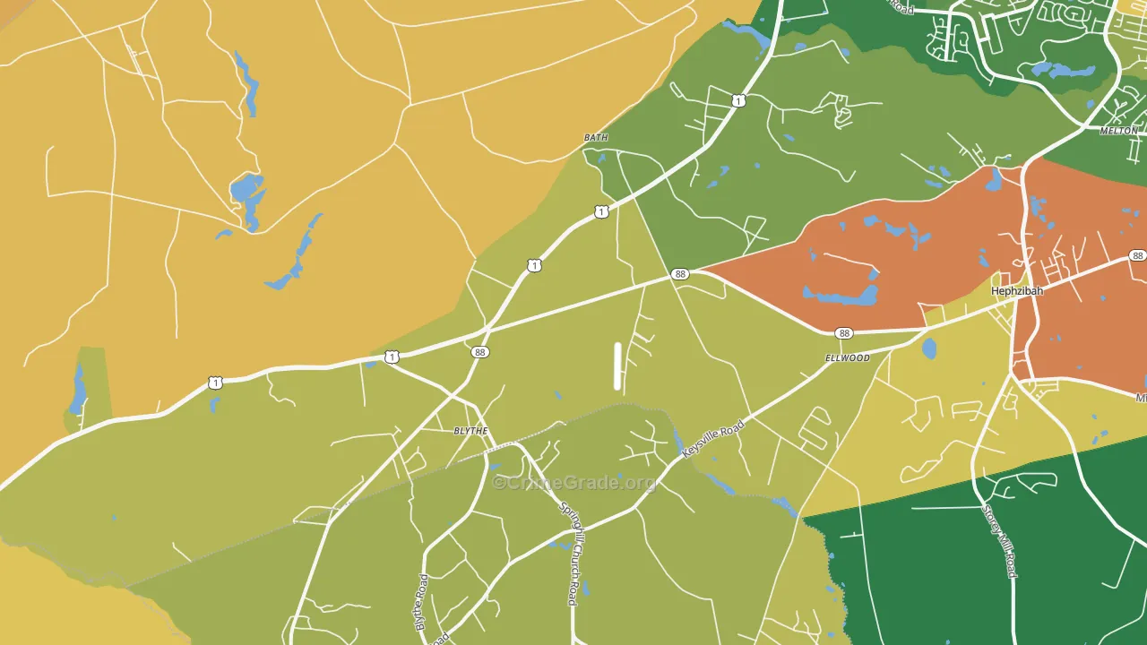 Blythe, GA Map of Robbery Rates