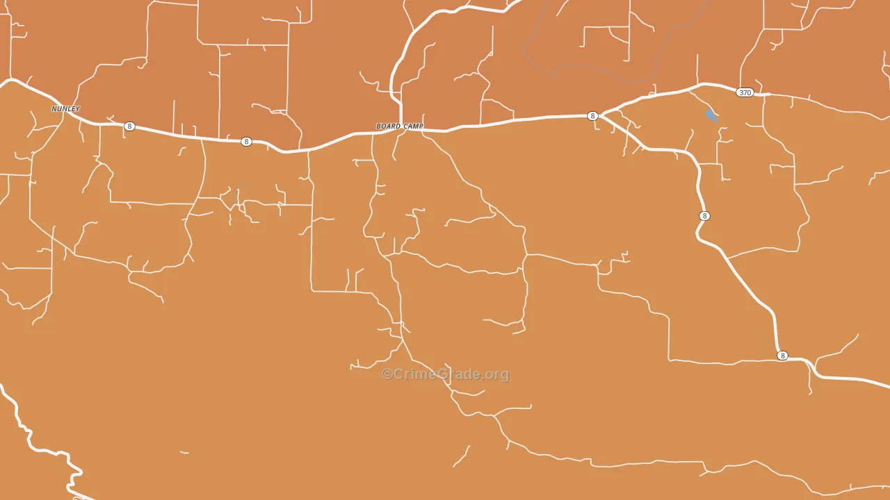 Board Camp, AR Map of Robbery Rates
