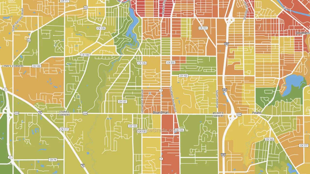 Boardman, OH Map of Robbery Rates