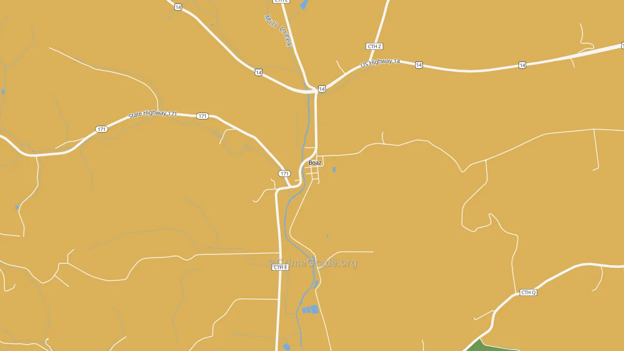 Boaz, WI Map of Robbery Rates
