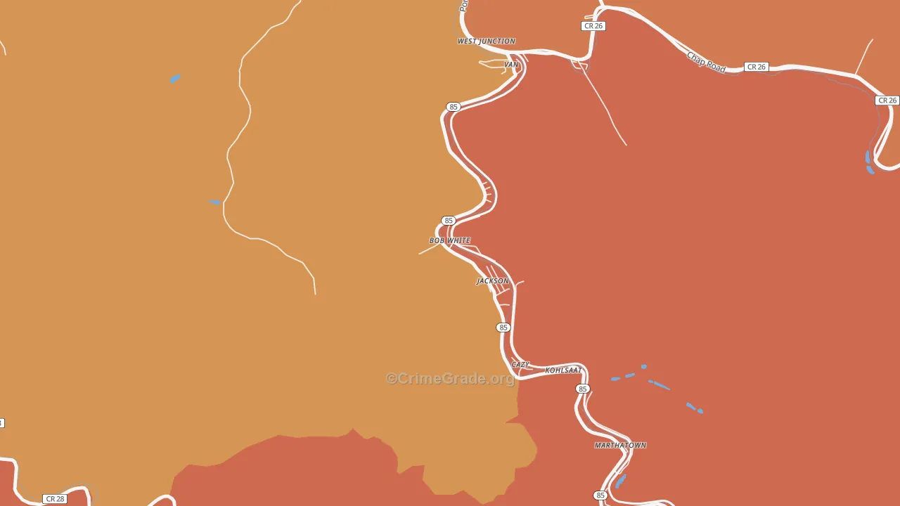 Bob White, WV Map of Robbery Rates
