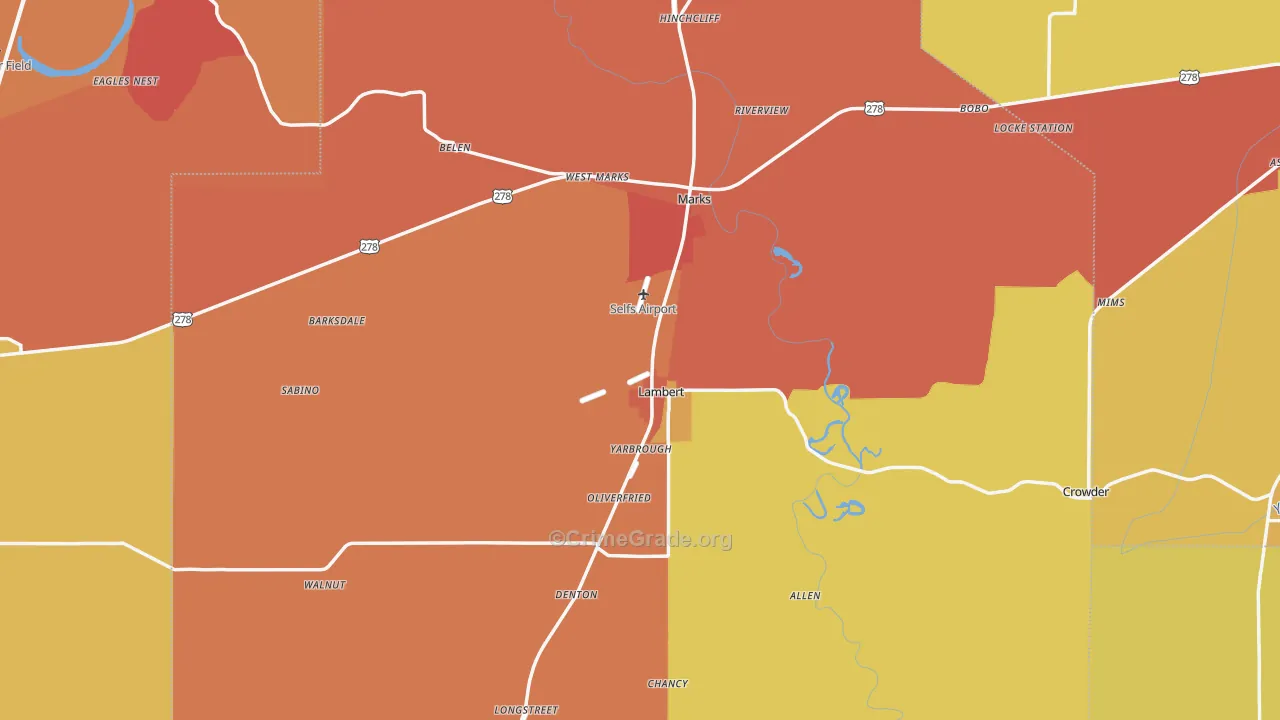 Bobo, MS Map of Robbery Rates