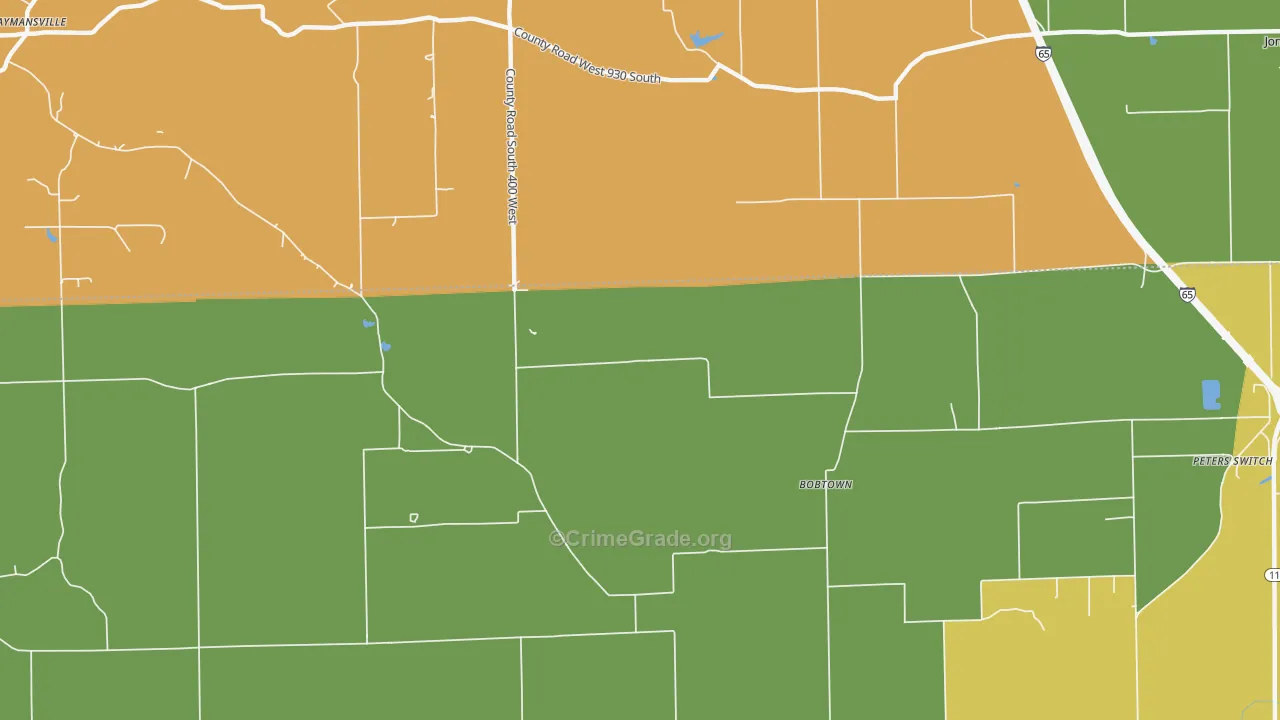 Bobtown, IN Map of Robbery Rates