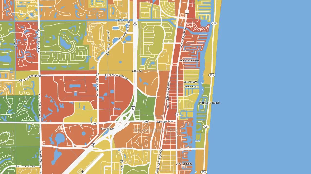 Boca Teeca, Boca Raton, FL Map of Robbery Rates